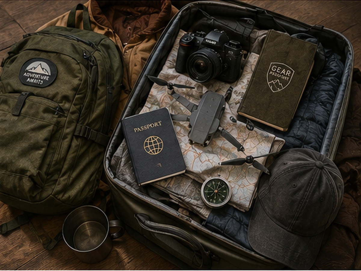 Travel gear packed and ready for an outdoor trip
